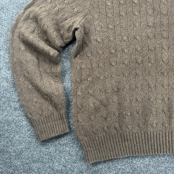 Polo Ralph Lauren 100% Silk Cable Knit Brown Pullover Sweater Mens Size XLarge - Picture 3 of 10